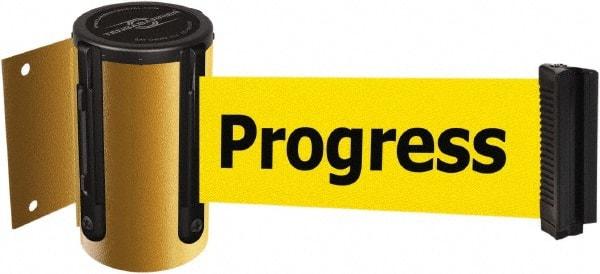 Tensator - 4-1/2" High x 13' Long x 2" Wide Wall Mount Barrier - Steel, Yellow Powdercoat Finish, Yellow, Use with 898 Wall Receiver - Americas Industrial Supply