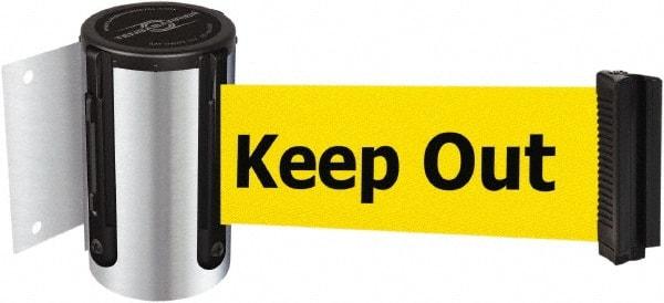 Tensator - 4-1/2" High x 7.5' Long x 2" Wide Wall Mount Barrier - Steel, Polished Chrome Finish, Chrome, Use with 898 Wall Receiver - Americas Industrial Supply