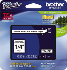 Brother - 1/4" Wide x 314.4" Long, White Plastic/Paper Tape Cassette - For Label Maker - Americas Industrial Supply