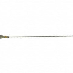 Brush Research Mfg. - 1/4" Diam Helical Stainless Steel Tube Brush - Single Spiral, 0.005" Filament Diam, 1/2" Brush Length, 8" OAL, 0.112" Diam Galvanized Steel Shank - Americas Industrial Supply