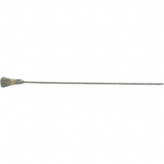 Brush Research Mfg. - 5/16" Diam Helical Stainless Steel Tube Brush - Single Spiral, 0.005" Filament Diam, 5/8" Brush Length, 8-1/2" OAL, 1/8" Diam Galvanized Steel Shank - Americas Industrial Supply