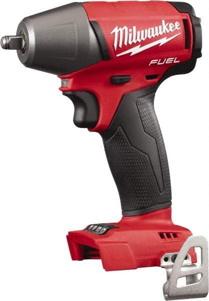 Milwaukee Tool - 3/8" Drive 18 Volt Pistol Grip Cordless Impact Wrench & Ratchet - 0 to 2,500 RPM, 0 to 3,200 BPM, 210 Ft/Lb Torque, Lithium-Ion Batteries Not Included - Americas Industrial Supply