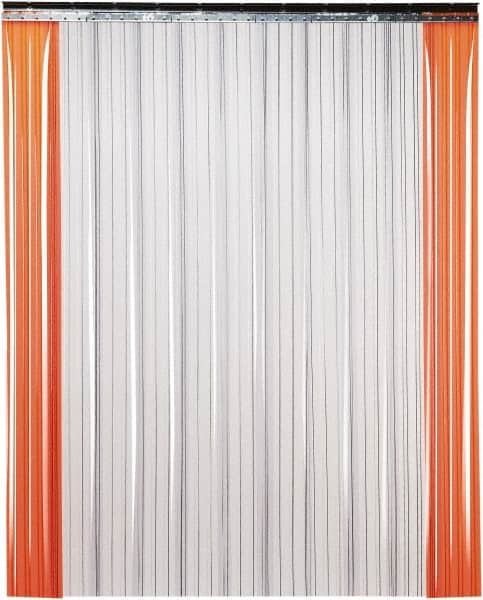 TMI, LLC - 6' Door Width x 8' Door Height PVC Ribbed Strip Door Kit - 8" Strip Width x 0.072" Strip Thickness, Clear, 50% Overlap - Americas Industrial Supply