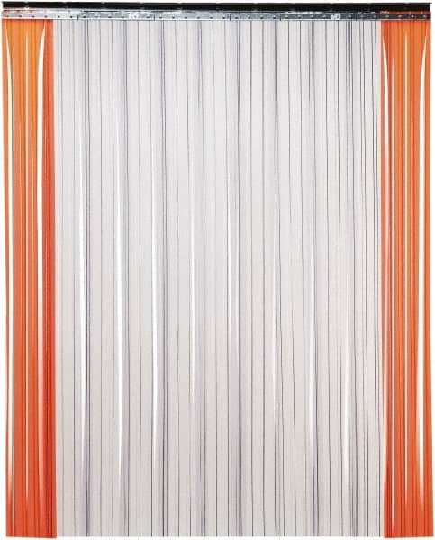 TMI, LLC - 4' Door Width x 8' Door Height PVC Ribbed Strip Door Kit - 8" Strip Width x 0.072" Strip Thickness, Clear, 50% Overlap - Americas Industrial Supply