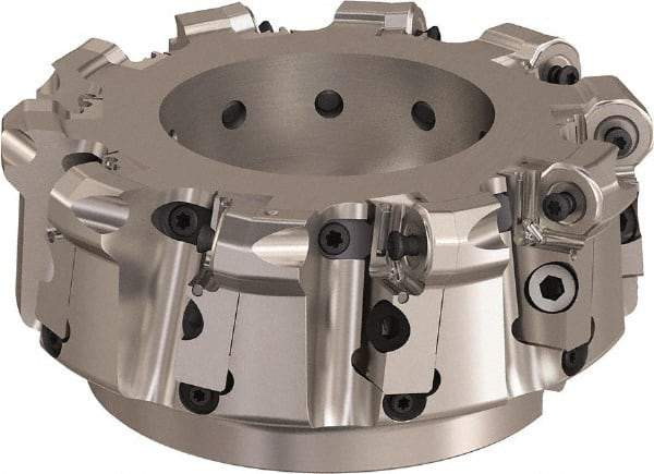 Seco - 6" Cut Diam, 6mm Max Depth, 2" Arbor Hole, 10 Inserts, ONMU09 Insert Style, Indexable Copy Face Mill - L220.48 Cutter Style, 3.1496 High, Series Doubleoctomill - Americas Industrial Supply