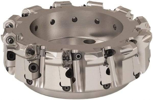 Seco - 200mm Cut Diam, 6mm Max Depth, 2.3622" Arbor Hole, 12 Inserts, ONMU09 Insert Style, Indexable Copy Face Mill - R220.48 Cutter Style, 3.1496 High, Series Doubleoctomill - Americas Industrial Supply