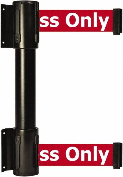 Tensator - 16.64" High x 89" Long x 3" Wide Barrier Dual Line Wall Mount - Steel, Black Powdercoat Finish, Black, Use with 898 Wall Receiver - Americas Industrial Supply