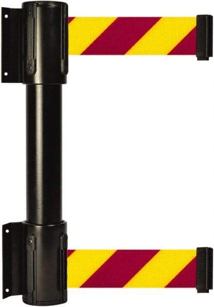 Tensator - 16.64" High x 156" Long x 3" Wide Barrier Dual Line Wall Mount - Steel, Black Powdercoat Finish, Black, Use with 898 Wall Receiver - Americas Industrial Supply