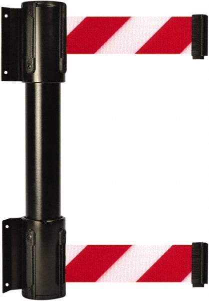 Tensator - 16.64" High x 156" Long x 3" Wide Barrier Dual Line Wall Mount - Steel, Black Powdercoat Finish, Black, Use with 898 Wall Receiver - Americas Industrial Supply