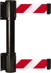 Tensator - 16.64" High x 156" Long x 3" Wide Barrier Dual Line Wall Mount - Steel, Black Powdercoat Finish, Black, Use with 898 Wall Receiver - Americas Industrial Supply