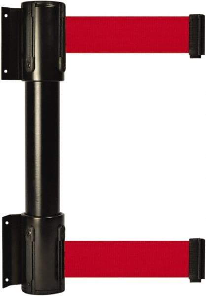 Tensator - 16.64" High x 89" Long x 3" Wide Barrier Dual Line Wall Mount - Steel, Black Powdercoat Finish, Black, Use with 898 Wall Receiver - Americas Industrial Supply