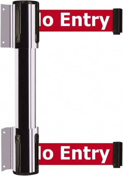 Tensator - 16.64" High x 89" Long x 3" Wide Barrier Dual Line Wall Mount - Steel, Polished Chrome Finish, Polished Chrome, Use with 898 Wall Receiver - Americas Industrial Supply