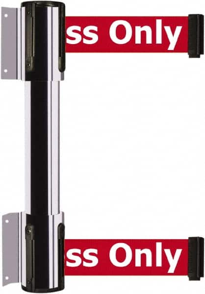Tensator - 16.64" High x 89" Long x 3" Wide Barrier Dual Line Wall Mount - Steel, Polished Chrome Finish, Polished Chrome, Use with 898 Wall Receiver - Americas Industrial Supply