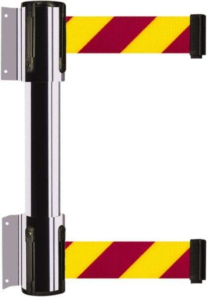 Tensator - 16.64" High x 156" Long x 3" Wide Barrier Dual Line Wall Mount - Steel, Polished Chrome Finish, Polished Chrome, Use with 898 Wall Receiver - Americas Industrial Supply
