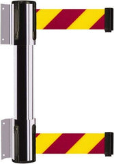 Tensator - 16.64" High x 89" Long x 3" Wide Barrier Dual Line Wall Mount - Steel, Polished Chrome Finish, Polished Chrome, Use with 898 Wall Receiver - Americas Industrial Supply