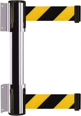 Tensator - 16.64" High x 89" Long x 3" Wide Barrier Dual Line Wall Mount - Steel, Polished Chrome Finish, Polished Chrome, Use with 898 Wall Receiver - Americas Industrial Supply