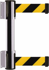 Tensator - 16.64" High x 156" Long x 3" Wide Barrier Dual Line Wall Mount - Steel, Polished Chrome Finish, Polished Chrome, Use with 898 Wall Receiver - Americas Industrial Supply