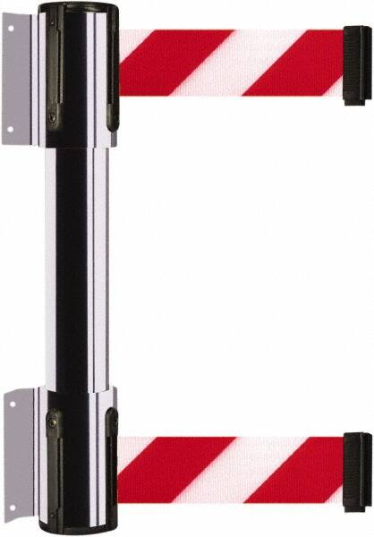 Tensator - 16.64" High x 156" Long x 3" Wide Barrier Dual Line Wall Mount - Steel, Polished Chrome Finish, Polished Chrome, Use with 898 Wall Receiver - Americas Industrial Supply