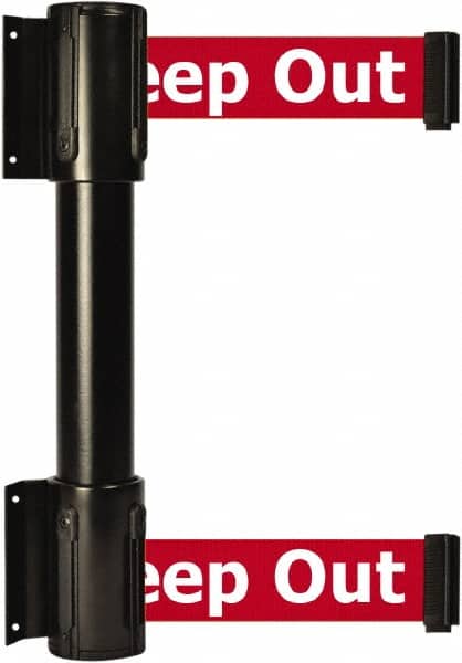 Tensator - 16.64" High x 156" Long x 3" Wide Barrier Dual Line Wall Mount - Steel, Black Powdercoat Finish, Black, Use with 898 Wall Receiver - Americas Industrial Supply