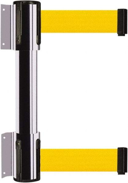 Tensator - 16.64" High x 89" Long x 3" Wide Barrier Dual Line Wall Mount - Steel, Polished Chrome Finish, Polished Chrome, Use with 898 Wall Receiver - Americas Industrial Supply