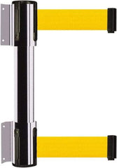 Tensator - 16.64" High x 89" Long x 3" Wide Barrier Dual Line Wall Mount - Steel, Polished Chrome Finish, Polished Chrome, Use with 898 Wall Receiver - Americas Industrial Supply