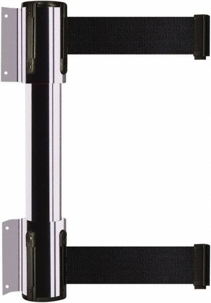 Tensator - 16.64" High x 89" Long x 3" Wide Barrier Dual Line Wall Mount - Steel, Polished Chrome Finish, Polished Chrome, Use with 898 Wall Receiver - Americas Industrial Supply