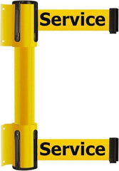Tensator - 16.64" High x 89" Long x 3" Wide Barrier Dual Line Wall Mount - Steel, Yellow Powdercoat Finish, Yellow, Use with 898 Wall Receiver - Americas Industrial Supply
