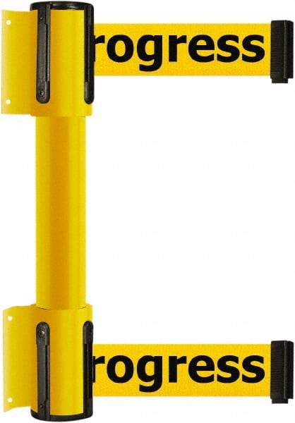 Tensator - 16.64" High x 89" Long x 3" Wide Barrier Dual Line Wall Mount - Steel, Yellow Powdercoat Finish, Yellow, Use with 898 Wall Receiver - Americas Industrial Supply