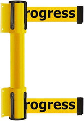 Tensator - 16.64" High x 156" Long x 3" Wide Barrier Dual Line Wall Mount - Steel, Yellow Powdercoat Finish, Yellow, Use with 898 Wall Receiver - Americas Industrial Supply