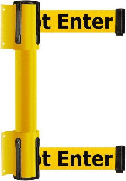 Tensator - 16.64" High x 156" Long x 3" Wide Barrier Dual Line Wall Mount - Steel, Yellow Powdercoat Finish, Yellow, Use with 898 Wall Receiver - Americas Industrial Supply