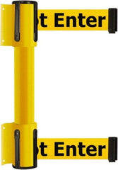 Tensator - 16.64" High x 156" Long x 3" Wide Barrier Dual Line Wall Mount - Steel, Yellow Powdercoat Finish, Yellow, Use with 898 Wall Receiver - Americas Industrial Supply