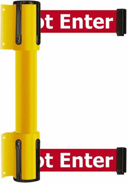 Tensator - 16.64" High x 89" Long x 3" Wide Barrier Dual Line Wall Mount - Steel, Yellow Powdercoat Finish, Yellow, Use with 898 Wall Receiver - Americas Industrial Supply