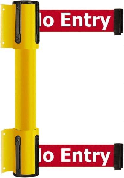 Tensator - 16.64" High x 156" Long x 3" Wide Barrier Dual Line Wall Mount - Steel, Yellow Powdercoat Finish, Yellow, Use with 898 Wall Receiver - Americas Industrial Supply