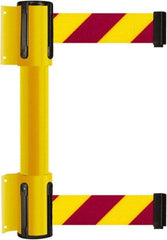 Tensator - 16.64" High x 156" Long x 3" Wide Barrier Dual Line Wall Mount - Steel, Yellow Powdercoat Finish, Yellow, Use with 898 Wall Receiver - Americas Industrial Supply