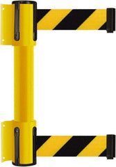 Tensator - 16.64" High x 156" Long x 3" Wide Barrier Dual Line Wall Mount - Steel, Yellow Powdercoat Finish, Yellow, Use with 898 Wall Receiver - Americas Industrial Supply