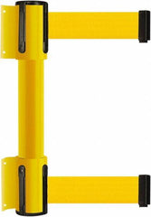 Tensator - 16.64" High x 89" Long x 3" Wide Barrier Dual Line Wall Mount - Steel, Yellow Powdercoat Finish, Yellow, Use with 898 Wall Receiver - Americas Industrial Supply