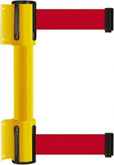 Tensator - 16.64" High x 89" Long x 3" Wide Barrier Dual Line Wall Mount - Steel, Yellow Powdercoat Finish, Yellow, Use with 898 Wall Receiver - Americas Industrial Supply
