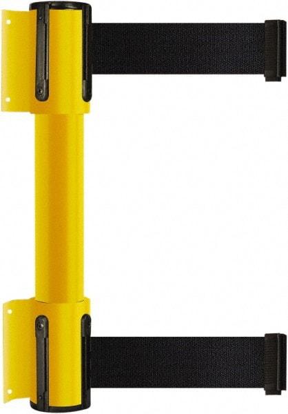 Tensator - 16.64" High x 156" Long x 3" Wide Barrier Dual Line Wall Mount - Steel, Yellow Powdercoat Finish, Yellow, Use with 898 Wall Receiver - Americas Industrial Supply