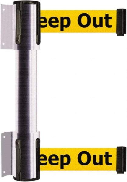 Tensator - 16.64" High x 89" Long x 3" Wide Barrier Dual Line Wall Mount - Steel, Satin Chrome Finish, Satin Chrome, Use with 898 Wall Receiver - Americas Industrial Supply