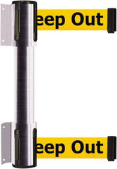 Tensator - 16.64" High x 89" Long x 3" Wide Barrier Dual Line Wall Mount - Steel, Satin Chrome Finish, Satin Chrome, Use with 898 Wall Receiver - Americas Industrial Supply