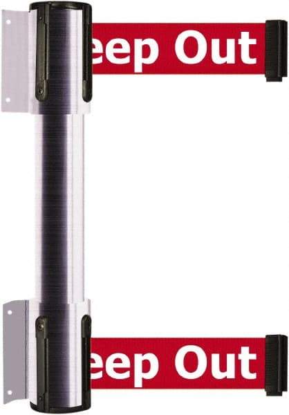 Tensator - 16.64" High x 89" Long x 3" Wide Barrier Dual Line Wall Mount - Steel, Satin Chrome Finish, Satin Chrome, Use with 898 Wall Receiver - Americas Industrial Supply