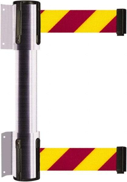 Tensator - 16.64" High x 156" Long x 3" Wide Barrier Dual Line Wall Mount - Steel, Satin Chrome Finish, Satin Chrome, Use with 898 Wall Receiver - Americas Industrial Supply