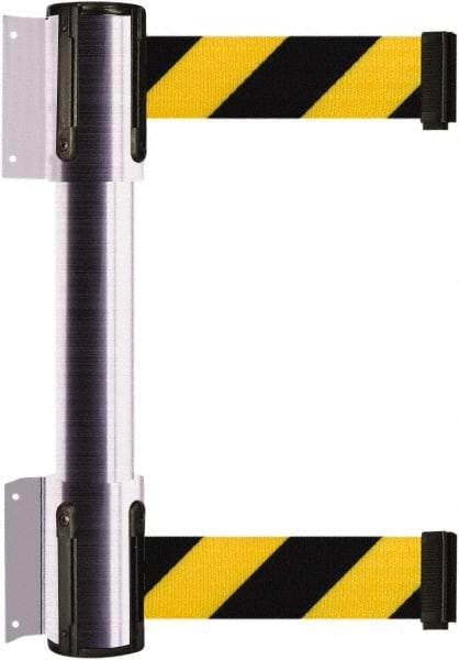 Tensator - 16.64" High x 156" Long x 3" Wide Barrier Dual Line Wall Mount - Steel, Satin Chrome Finish, Satin Chrome, Use with 898 Wall Receiver - Americas Industrial Supply