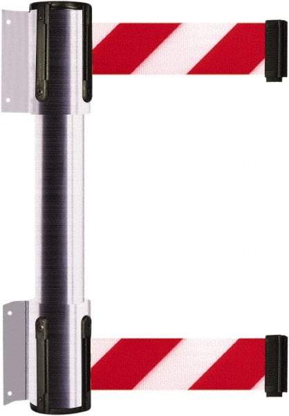 Tensator - 16.64" High x 156" Long x 3" Wide Barrier Dual Line Wall Mount - Steel, Satin Chrome Finish, Satin Chrome, Use with 898 Wall Receiver - Americas Industrial Supply