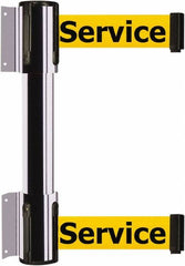 Tensator - 16.64" High x 89" Long x 3" Wide Barrier Dual Line Wall Mount - Steel, Polished Chrome Finish, Polished Chrome, Use with 898 Wall Receiver - Americas Industrial Supply