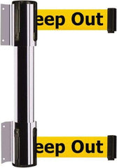 Tensator - 16.64" High x 89" Long x 3" Wide Barrier Dual Line Wall Mount - Steel, Polished Chrome Finish, Polished Chrome, Use with 898 Wall Receiver - Americas Industrial Supply