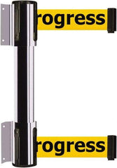 Tensator - 16.64" High x 89" Long x 3" Wide Barrier Dual Line Wall Mount - Steel, Polished Chrome Finish, Polished Chrome, Use with 898 Wall Receiver - Americas Industrial Supply