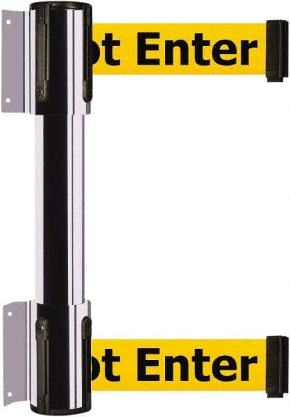 Tensator - 16.64" High x 156" Long x 3" Wide Barrier Dual Line Wall Mount - Steel, Polished Chrome Finish, Polished Chrome, Use with 898 Wall Receiver - Americas Industrial Supply