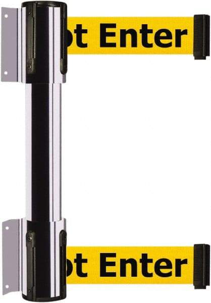 Tensator - 16.64" High x 89" Long x 3" Wide Barrier Dual Line Wall Mount - Steel, Polished Chrome Finish, Polished Chrome, Use with 898 Wall Receiver - Americas Industrial Supply