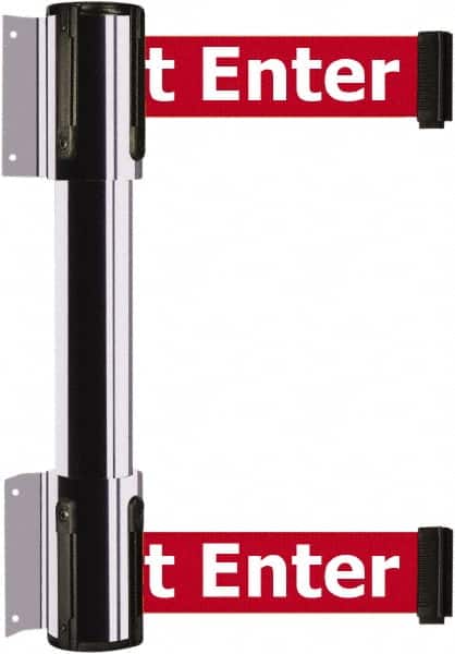Tensator - 16.64" High x 156" Long x 3" Wide Barrier Dual Line Wall Mount - Steel, Polished Chrome Finish, Polished Chrome, Use with 898 Wall Receiver - Americas Industrial Supply
